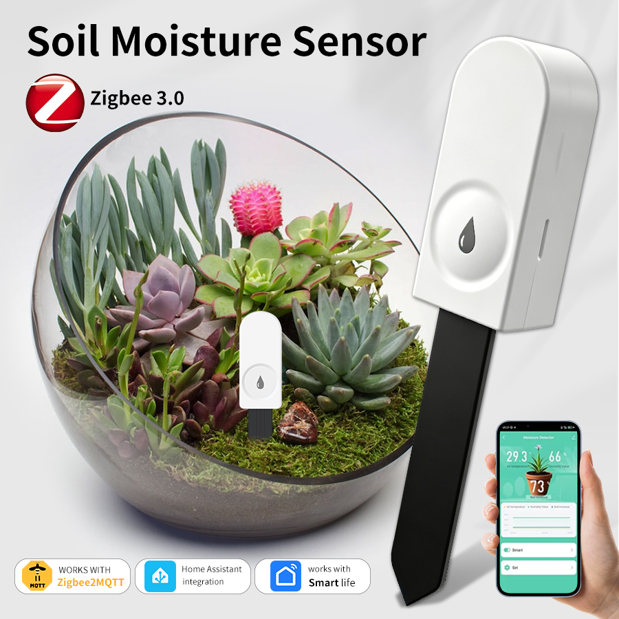 Smart Garden Moisture Sensor - เซ็นเซอร์วัดความชื้นในดินอัจฉริยะ ZigBee เครื่องวัดอุณหภูมิและความชื้น เครื่องตรวจวัดความชื้น-อุณหภูมิในดินสำหรับสวน พร้อมแอปพลิเคชันตรวจสอบแบบเรียลไทม์