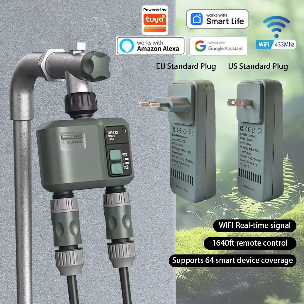 Smart Garden Nursery - ตัวตั้งเวลาควบคุมการรดน้ำสวนอัจฉริยะ Tuya Wifi+RF433 แบบ 2 ช่อง