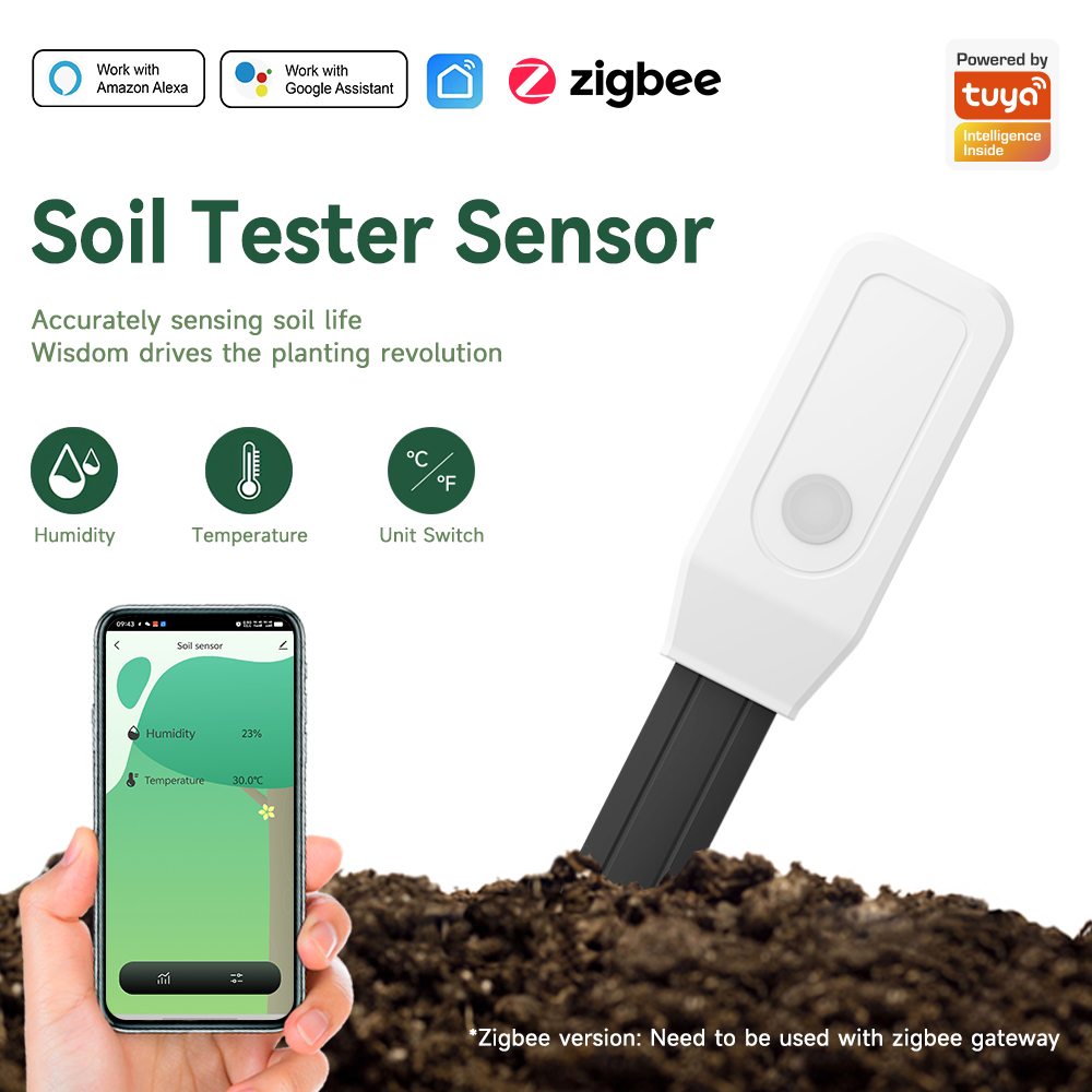 Smart Garden Moisture Sensor - เซ็นเซอร์ทดสอบดินอัจฉริยะ, เครื่องวัดความชื้นและอุณหภูมิดิน Zigbee 3.0, เครื่องตรวจสอบพืชแบบดิจิตอลสำหรับสวน/ฟาร์ม, ควบคุมผ่านแอปพลิเคชันระยะไกล