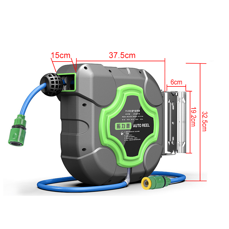 Smart Garden Hose - กลองท่อจ่ายน้ำอัตโนมัติแบบพับเก็บได้ยาว10/15/20ม. 4วินาทีระบบชลประทานล้างรถติดผนังกลองโฟมน้ำ