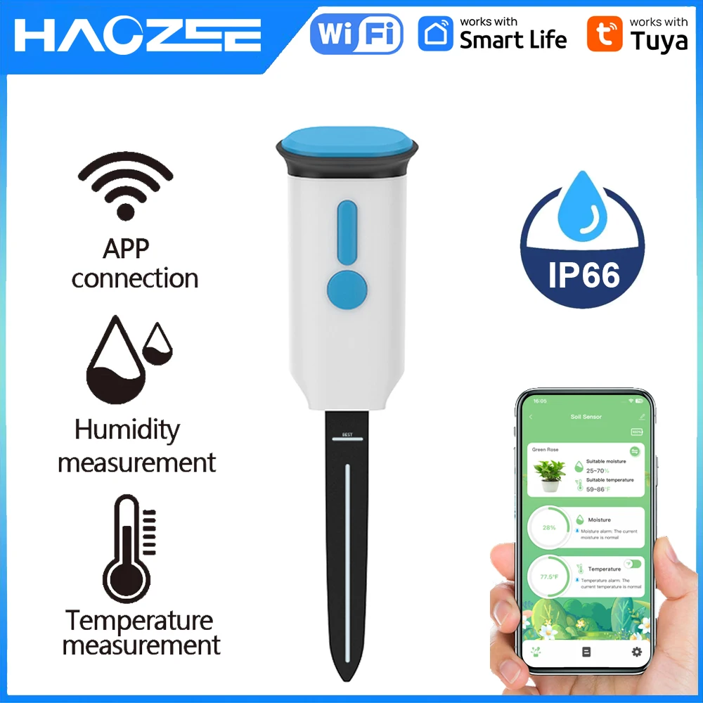 Smart Garden Moisture Sensor - Haozee Tuya Smart WiFi เซ็นเซอร์ตรวจจับความชื้นในดิน IP66