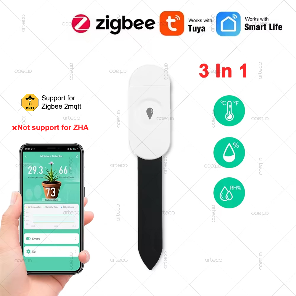 Smart Garden Moisture Sensor - Tuya Zigbee อุณหภูมิความชื้นเครื่องตรวจจับความชื้นสมาร์ทเครื่องทดสอบดิน Moisture Sensor โทรศัพท์