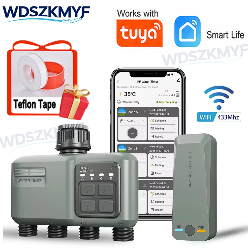 Smart Garden Nursery - ตัวตั้งเวลาควบคุมการรดน้ำอัตโนมัติ WiFi RF433 สำหรับสวนอัจฉริยะ พร้อมช่องจ่ายน้ำ 4