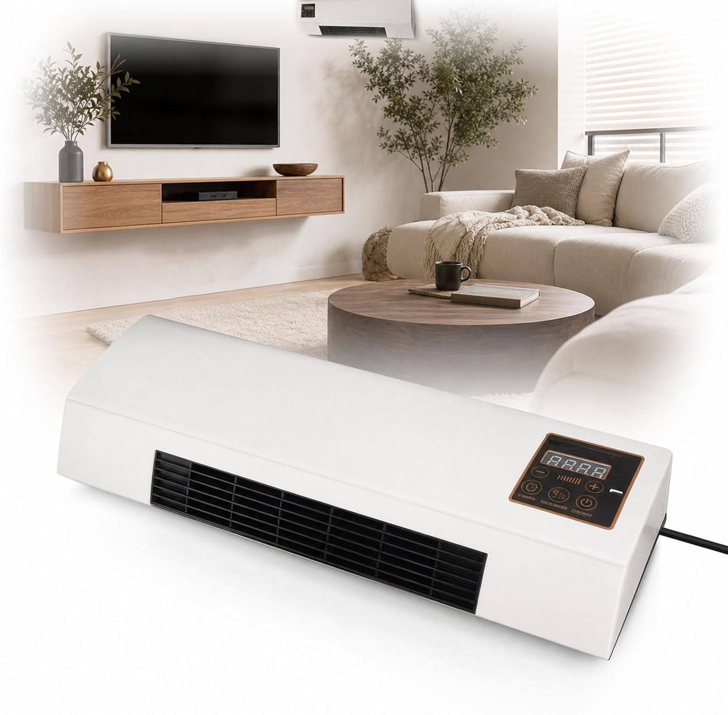 Smart Garden Offices - พัดลมแอร์ติดผนัง, เครื่องปรับอากาศและเครื่องทำความร้อนแบบ 2-in-1, ไม่ต้องใช้หน้าต่าง, เครื่องปรับอากาศอัจฉริยะเงียบสงบพร้อมรีโมทสำหรับห้องนอน ห้องครัว