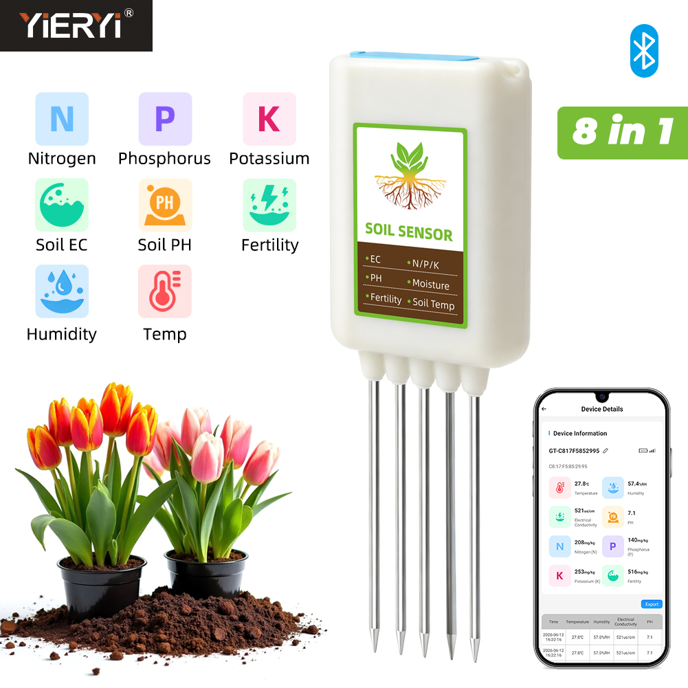 เครื่องวัดดินบลูทูธ 8 in 1 ยี่ - Smart Garden Moisture Sensor บทวิจารณ์และราคา
